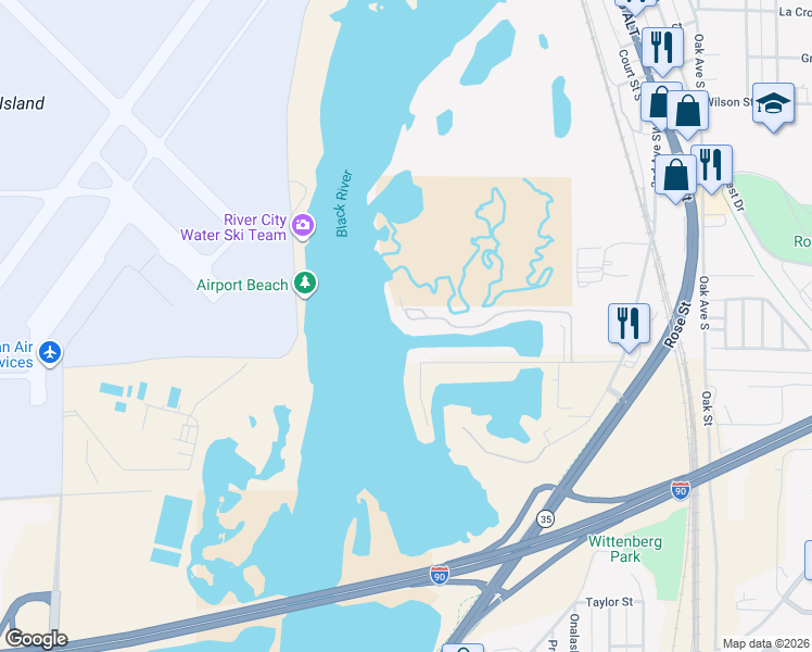 map of restaurants, bars, coffee shops, grocery stores, and more near 1053 Lauderdale North in Onalaska