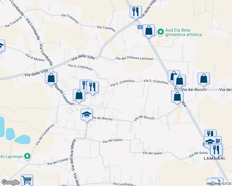 map of restaurants, bars, coffee shops, grocery stores, and more near 28 Via dei Leri in Capannori