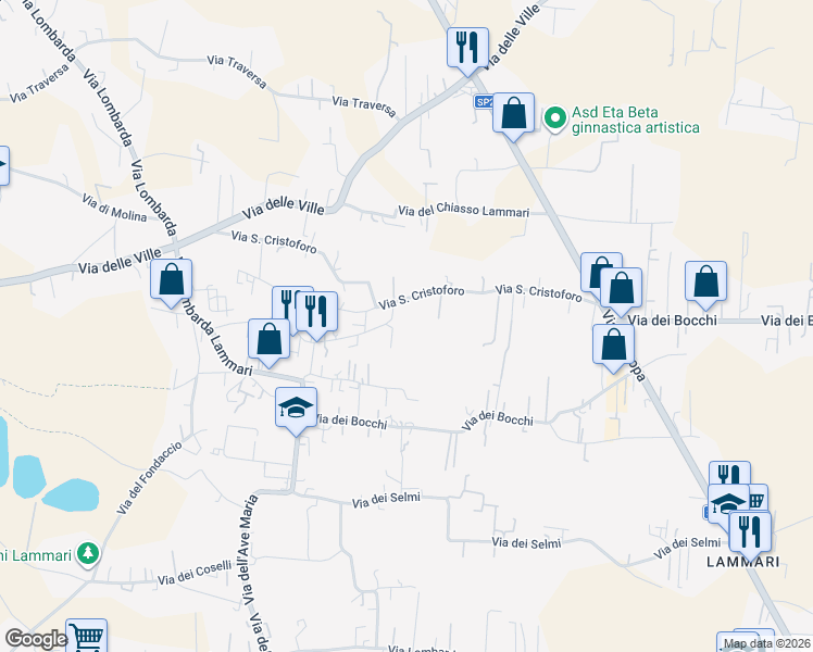 map of restaurants, bars, coffee shops, grocery stores, and more near 28 Via dei Leri in Capannori