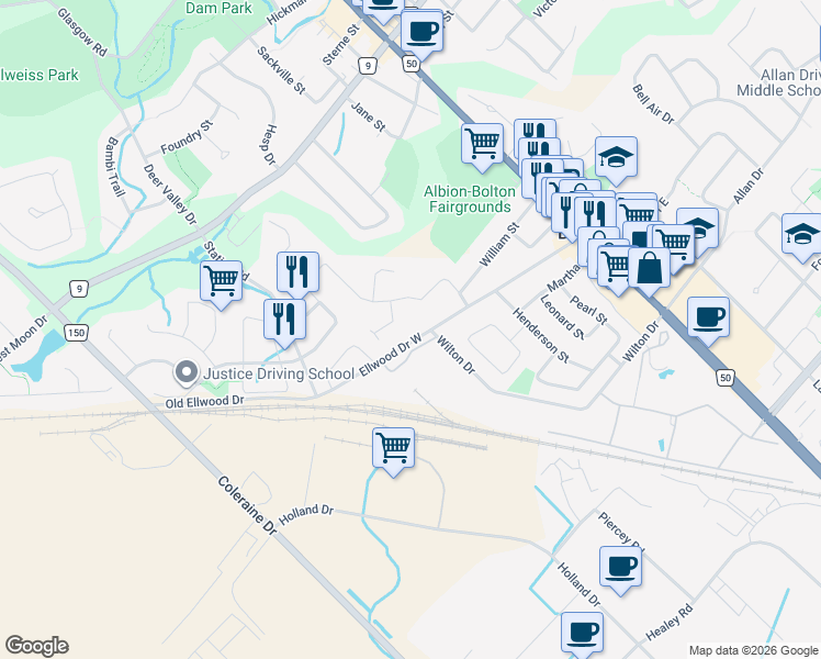 map of restaurants, bars, coffee shops, grocery stores, and more near in Bolton