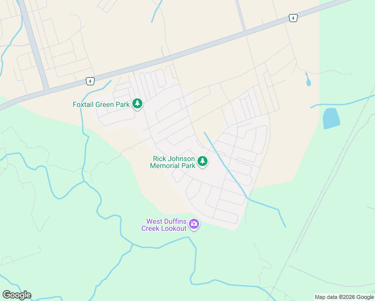 map of restaurants, bars, coffee shops, grocery stores, and more near Tigerlily Trail in Pickering