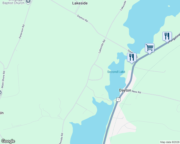 map of restaurants, bars, coffee shops, grocery stores, and more near 669 Lakeside Road in Yarmouth