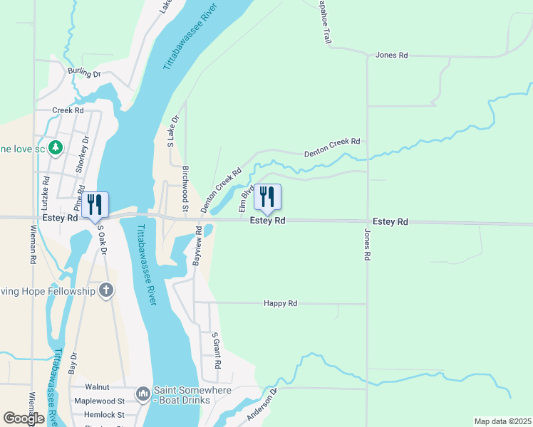 map of restaurants, bars, coffee shops, grocery stores, and more near 1345 Estey Road in Beaverton