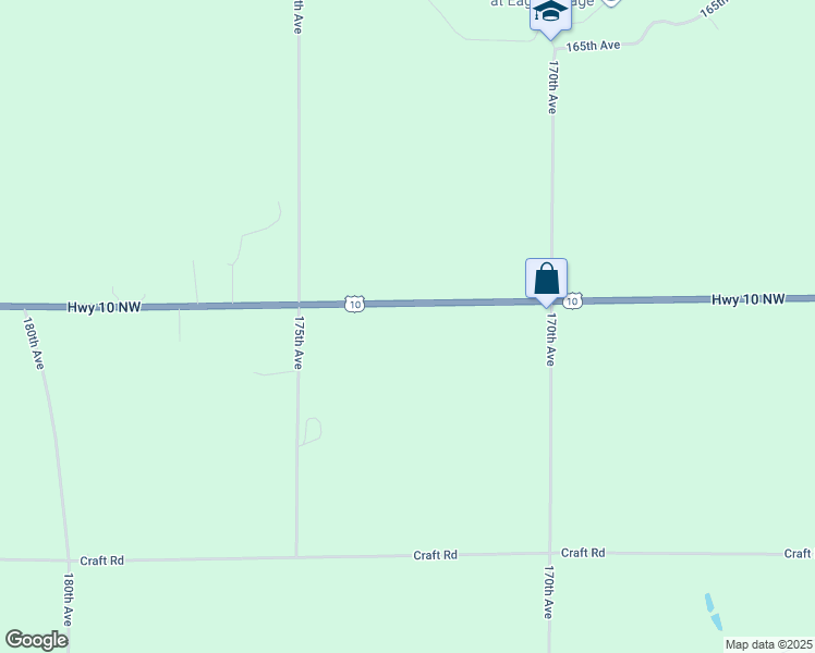 map of restaurants, bars, coffee shops, grocery stores, and more near 17287 U.S. 10 in Hersey