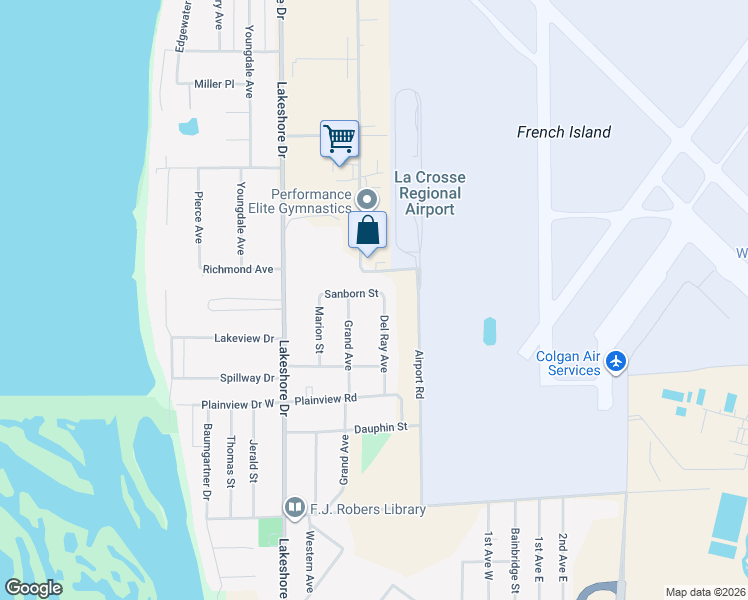 map of restaurants, bars, coffee shops, grocery stores, and more near 507 Sanborn St in La Crosse