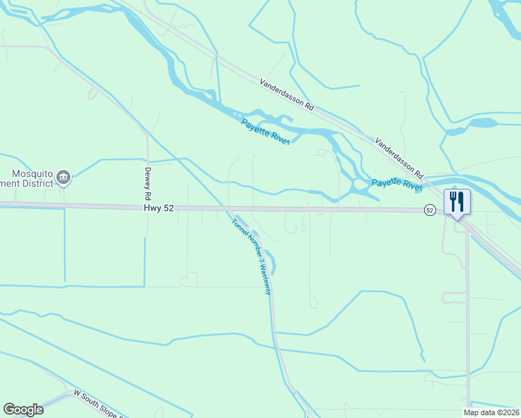map of restaurants, bars, coffee shops, grocery stores, and more near 5711 Highway 52 in Emmett