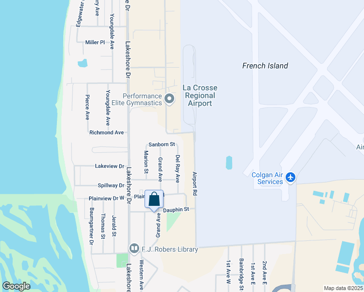 map of restaurants, bars, coffee shops, grocery stores, and more near 2750 Del Ray Avenue in La Crosse