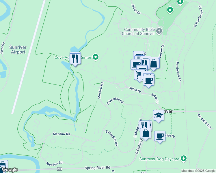 map of restaurants, bars, coffee shops, grocery stores, and more near 17646 Tennis Village Court in Sunriver