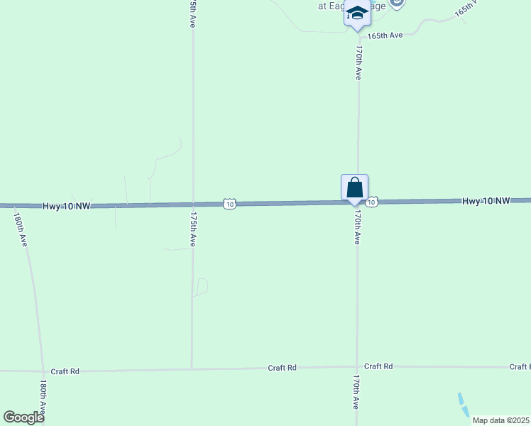 map of restaurants, bars, coffee shops, grocery stores, and more near 17287 U.S. 10 in Hersey