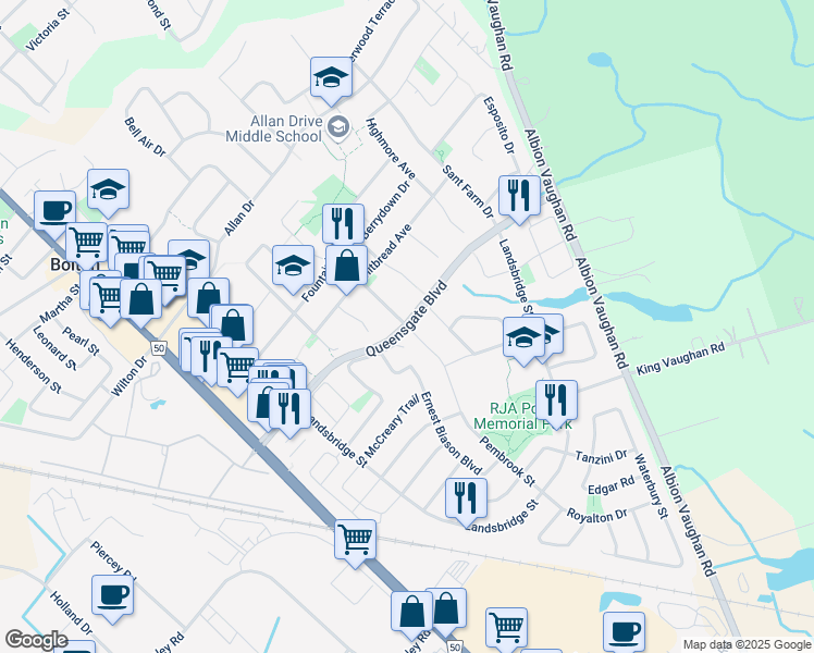 map of restaurants, bars, coffee shops, grocery stores, and more near in Bolton
