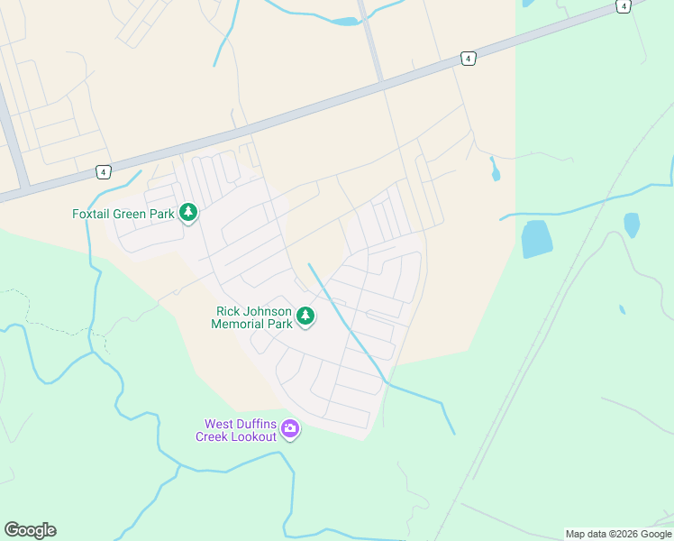 map of restaurants, bars, coffee shops, grocery stores, and more near Azalea Avenue in Pickering