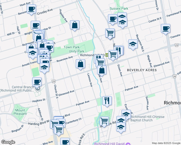 map of restaurants, bars, coffee shops, grocery stores, and more near 249 Major Mackenzie Drive East in Richmond Hill