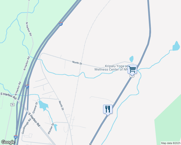 map of restaurants, bars, coffee shops, grocery stores, and more near 14772 North Street in Adams Center