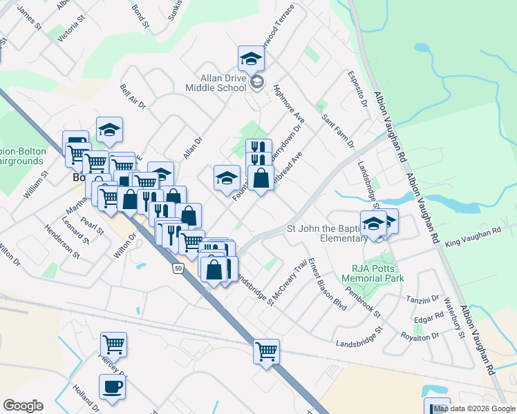 map of restaurants, bars, coffee shops, grocery stores, and more near 4 Compton Court in Bolton