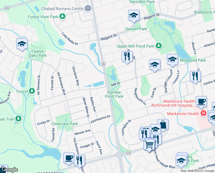 map of restaurants, bars, coffee shops, grocery stores, and more near in Vaughan