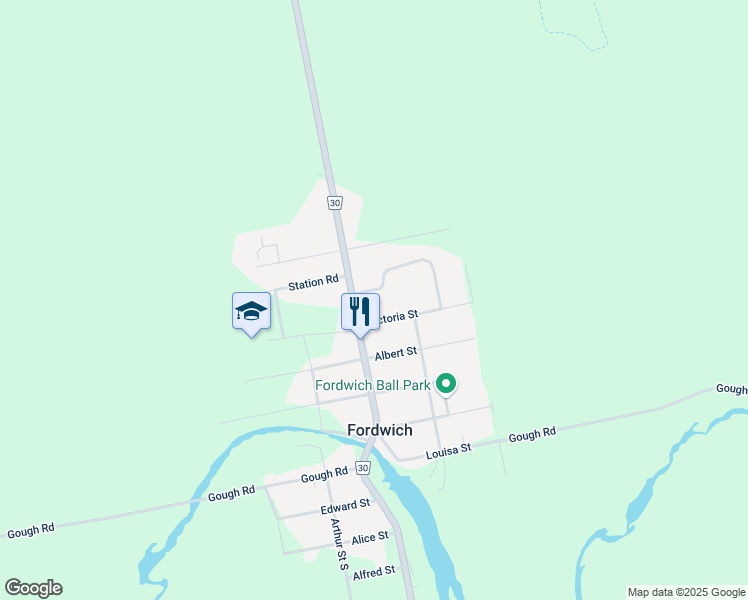 map of restaurants, bars, coffee shops, grocery stores, and more near 3002 Brookhaven Drive in Fordwich