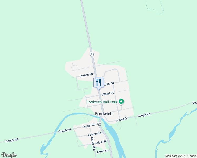 map of restaurants, bars, coffee shops, grocery stores, and more near 3002 Brookhaven Drive in Fordwich