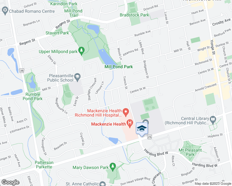 map of restaurants, bars, coffee shops, grocery stores, and more near 277 Kerrybrook Drive in Richmond Hill