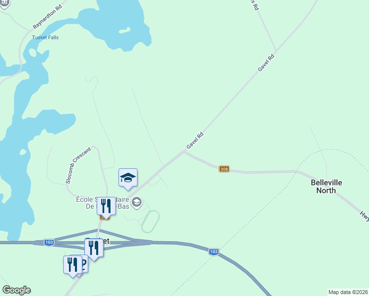 map of restaurants, bars, coffee shops, grocery stores, and more near 308 Nova Scotia 308 in Tusket