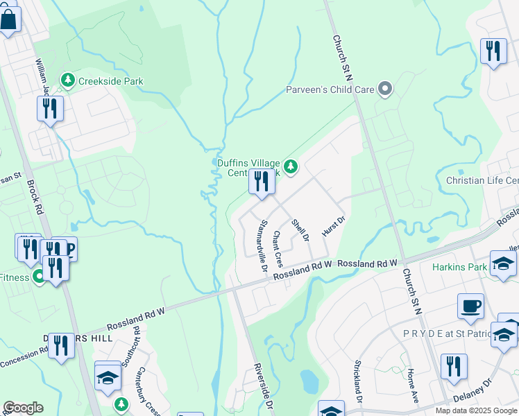 map of restaurants, bars, coffee shops, grocery stores, and more near in Ajax