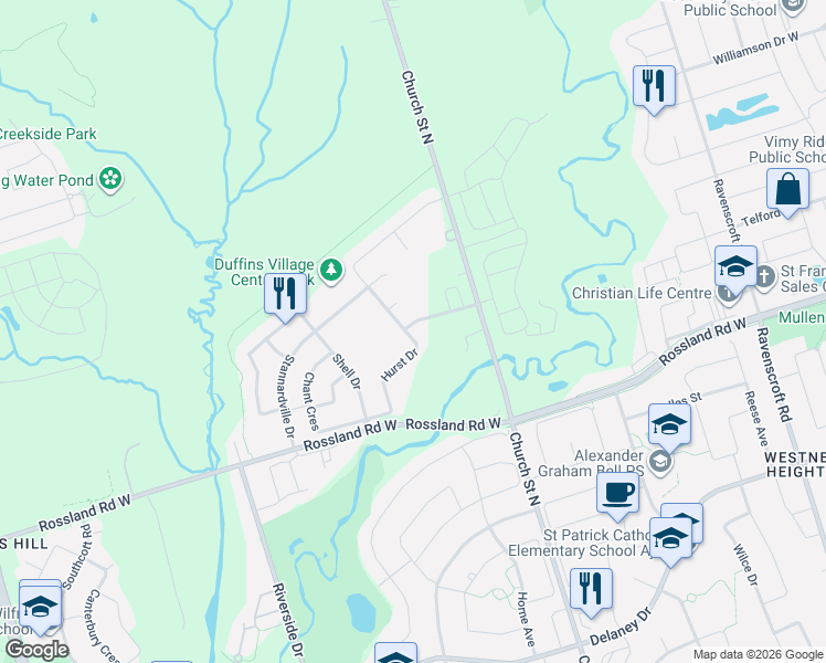 map of restaurants, bars, coffee shops, grocery stores, and more near in Ajax