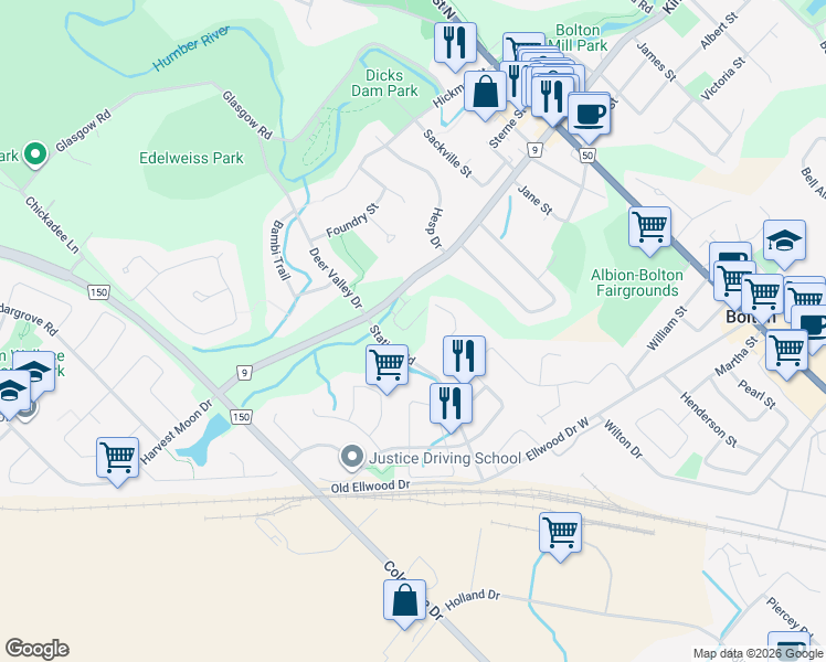 map of restaurants, bars, coffee shops, grocery stores, and more near 10 Station Road in Bolton