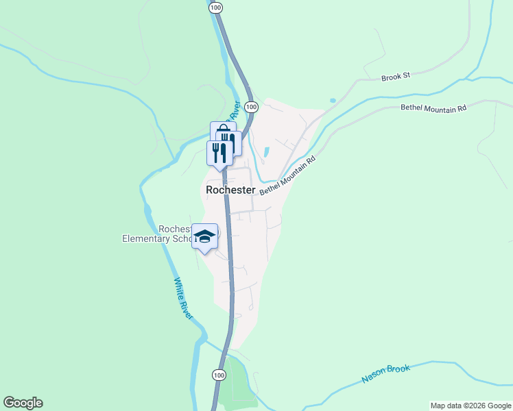 map of restaurants, bars, coffee shops, grocery stores, and more near 60 Park Row in Rochester