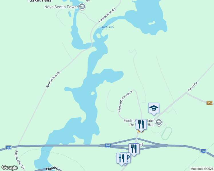 map of restaurants, bars, coffee shops, grocery stores, and more near 7 Ruel Gardner Lane in Tusket