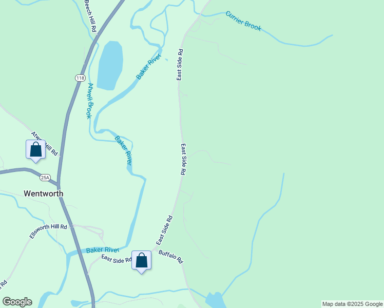 map of restaurants, bars, coffee shops, grocery stores, and more near East Side Road in Wentworth