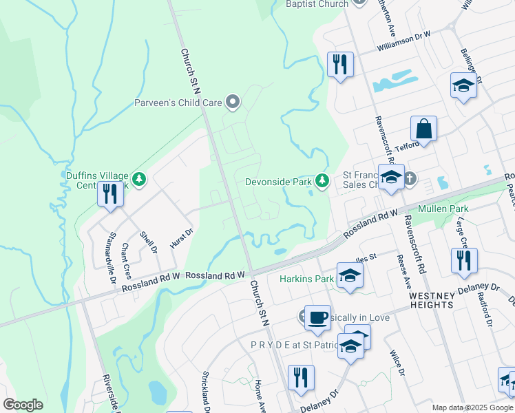 map of restaurants, bars, coffee shops, grocery stores, and more near in Ajax