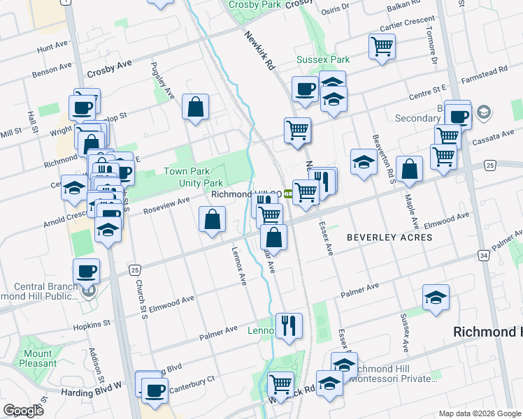 map of restaurants, bars, coffee shops, grocery stores, and more near 314 Major Mackenzie Drive East in Richmond Hill