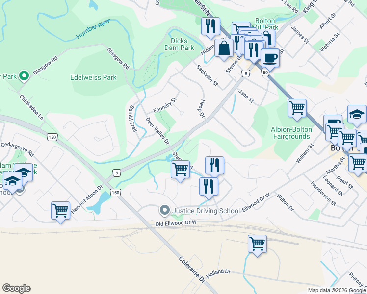 map of restaurants, bars, coffee shops, grocery stores, and more near 5 Taylor Court in Bolton