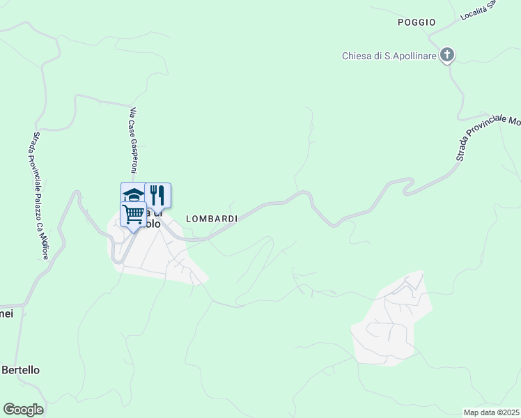 map of restaurants, bars, coffee shops, grocery stores, and more near 86 Via Ca' di Gallo in Provincia di Rimini