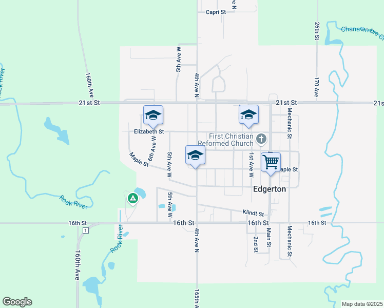 map of restaurants, bars, coffee shops, grocery stores, and more near 651 4th Avenue West in Edgerton