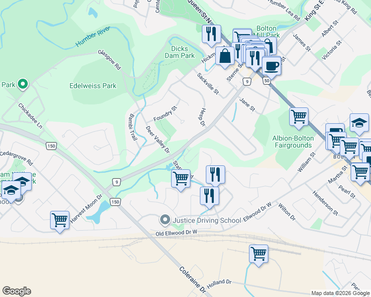 map of restaurants, bars, coffee shops, grocery stores, and more near 232 Emil Kolb Parkway in Bolton