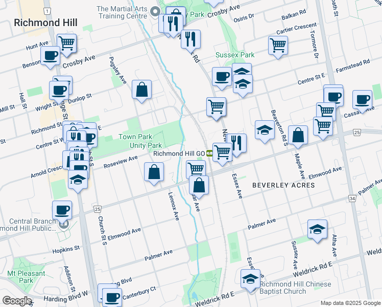 map of restaurants, bars, coffee shops, grocery stores, and more near 286 Major Mackenzie Drive East in Richmond Hill