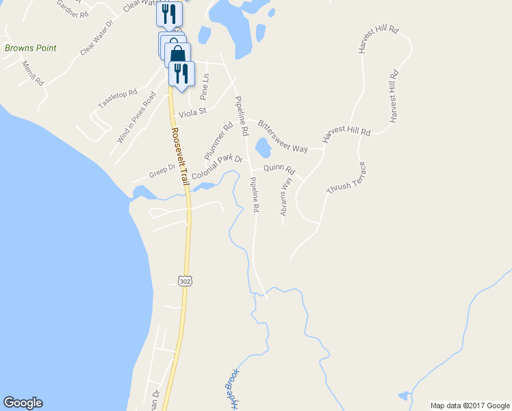 map of restaurants, bars, coffee shops, grocery stores, and more near 41 Pipeline Road in Windham