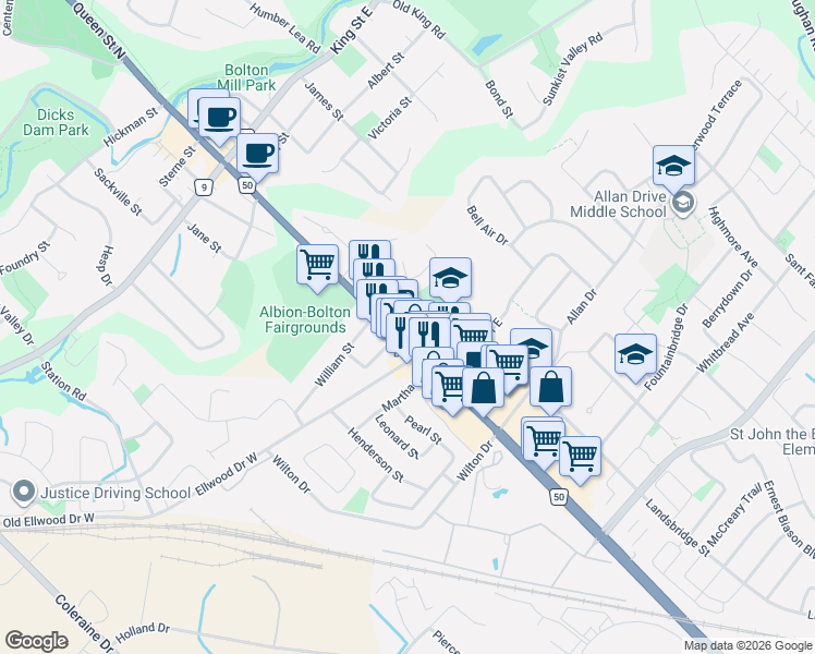 map of restaurants, bars, coffee shops, grocery stores, and more near in 