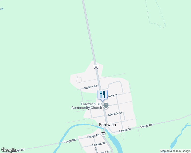 map of restaurants, bars, coffee shops, grocery stores, and more near 3036 Patrick Street in Fordwich