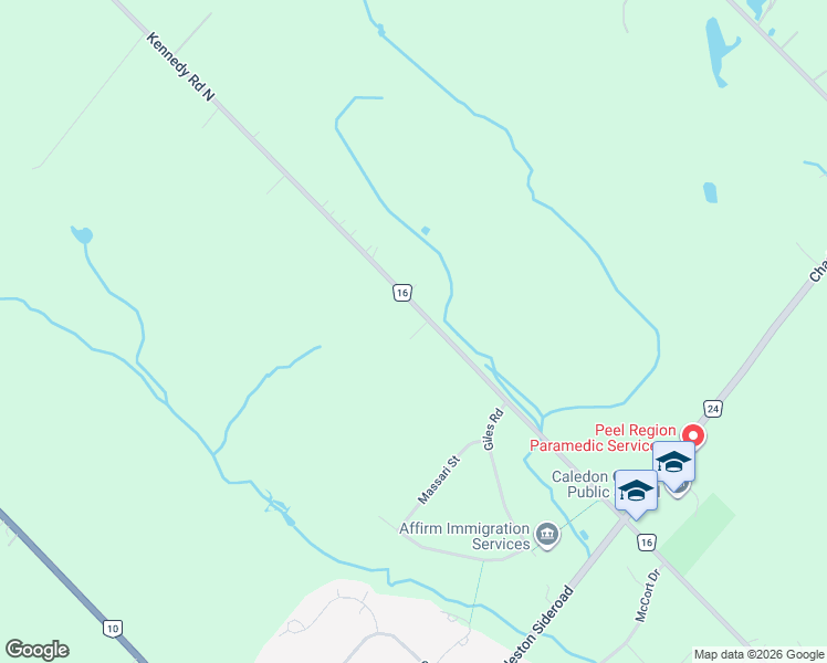 map of restaurants, bars, coffee shops, grocery stores, and more near 18692 Kennedy Road North in Regional Municipality of Peel