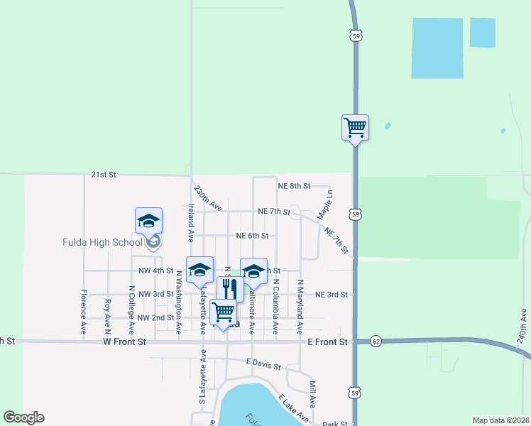 map of restaurants, bars, coffee shops, grocery stores, and more near in Fulda