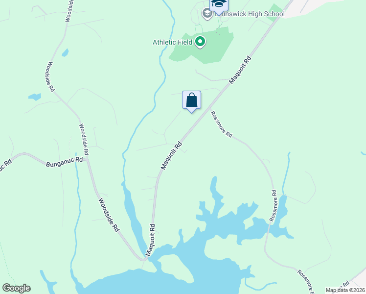 map of restaurants, bars, coffee shops, grocery stores, and more near 343 Maquoit Road in Brunswick