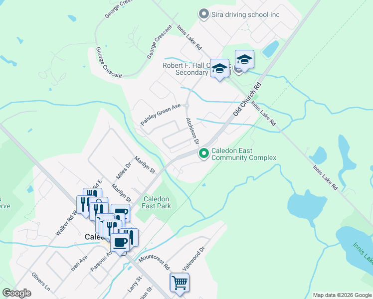 map of restaurants, bars, coffee shops, grocery stores, and more near 22 McDevitt Lane in Regional Municipality of Peel