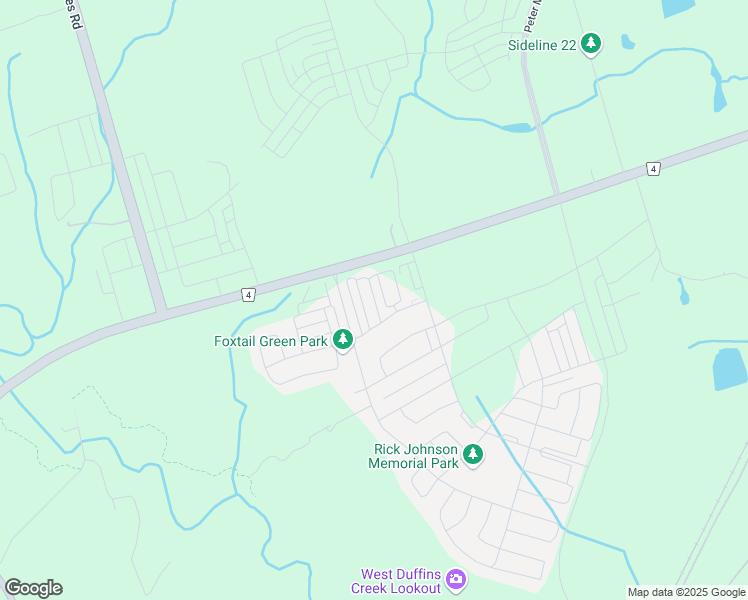 map of restaurants, bars, coffee shops, grocery stores, and more near Fall Harvest Crescent in Pickering