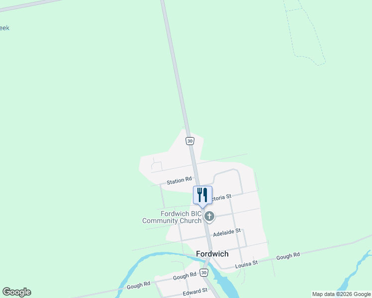 map of restaurants, bars, coffee shops, grocery stores, and more near 3036 Patrick Street in Fordwich