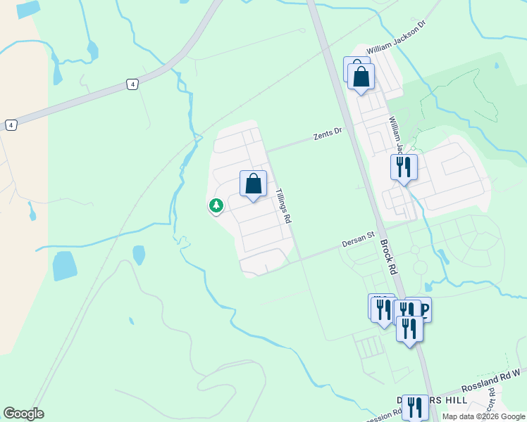 map of restaurants, bars, coffee shops, grocery stores, and more near 1574 Edgecroft Drive in Pickering