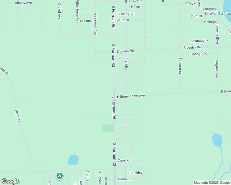 map of restaurants, bars, coffee shops, grocery stores, and more near 7728 South Forman Road in Idlewild