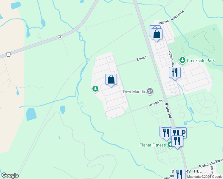 map of restaurants, bars, coffee shops, grocery stores, and more near 1531 Winville Road in Pickering