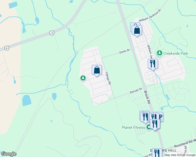 map of restaurants, bars, coffee shops, grocery stores, and more near 1529 Winville Road in Pickering