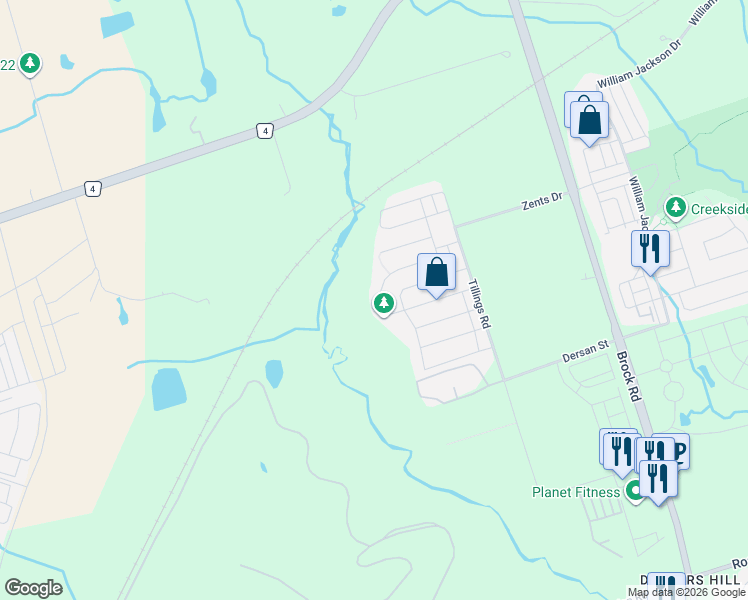 map of restaurants, bars, coffee shops, grocery stores, and more near 1575 Winville Road in Pickering